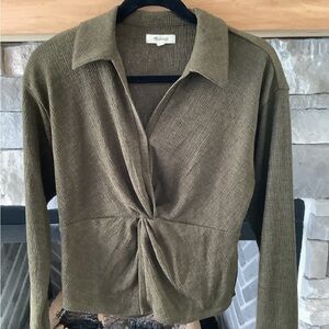 Olive Green Knotted knit top